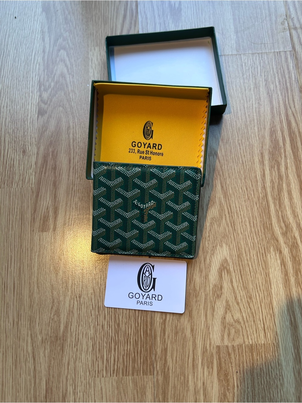 Goyard Green Chevron Card Holder